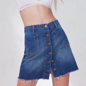 Bdg high waisted denim skirt  frayed micro mini skirt